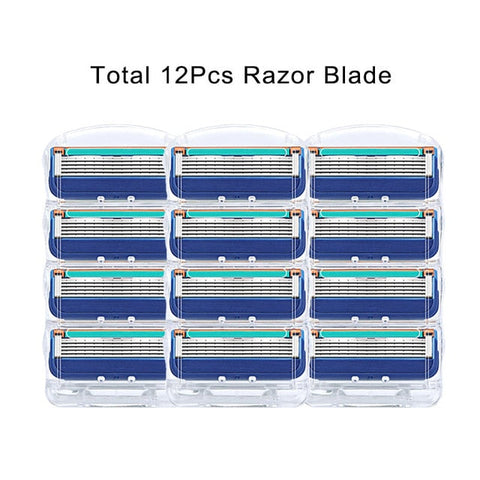 Casetes de afeitado para cabezales de repuesto Gillette Fusion, cuchillas de afeitar de acero inoxidable de 5 capas, maquinilla de afeitar recta para hombres, Manual