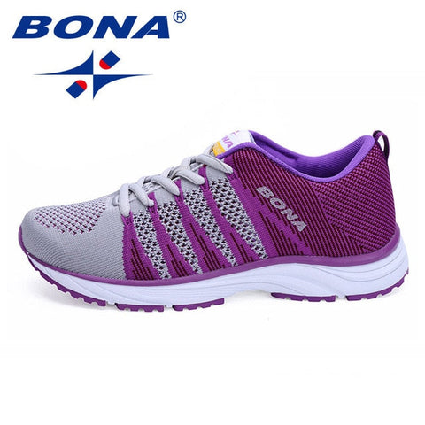 BONA, nuevo estilo típico, zapatos para correr para mujer, zapatillas para caminar al aire libre, zapatillas deportivas con cordones, zapatos atléticos de malla, suaves, rápidos, envío gratis