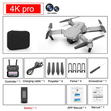 SHAREFUNBAY E88 pro drone 4k HD dual camera visual positioning 1080P WiFi  fpv drone  height preservation rc quadcopter