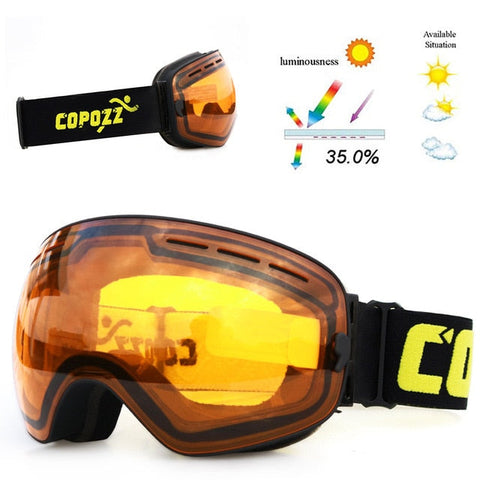 COPOZZ brand ski goggles double layers UV400 anti-fog big ski mask glasses skiing snow men women snowboard goggles GOG-201 Pro