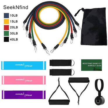 Juego de 17 Uds de bandas de resistencia expansor para Yoga, ejercicio, Fitness, tubos de goma, banda elástica para entrenamiento, gimnasios en casa, entrenamiento, cuerda elástica para tirar