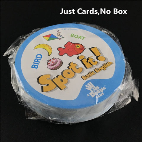 83mm Dobble kid yellow box Spot It game card Basic English Version on Road Holidays dobble Game