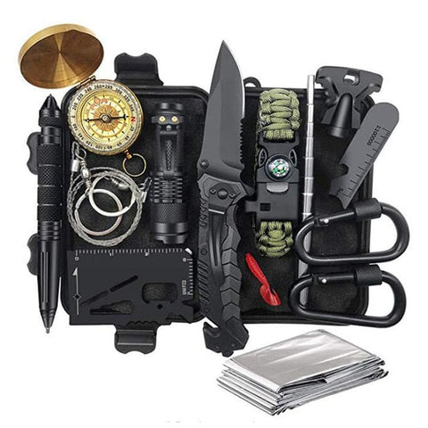 Kit de survie d'urgence, équipement de survie, trousse de premiers soins, outil tactique SOS, lampe de poche avec sac Molle, adapté à l'aventure en Camping