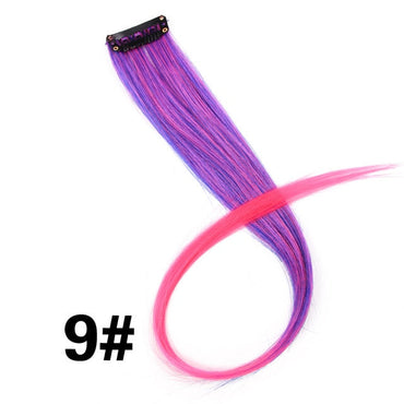 Leeons Colored Highlight Synthetic Hair Extensions Clip In One Piece Color Strips 20" Long Straight Hairpiece For Sports Fans