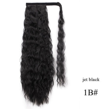 Vigorous Corn Wavy Long Ponytail Synthetic Hairpiece Wrap on Clip Hair Extensions Ombre Brown Pony Tail Blonde Fack Hair