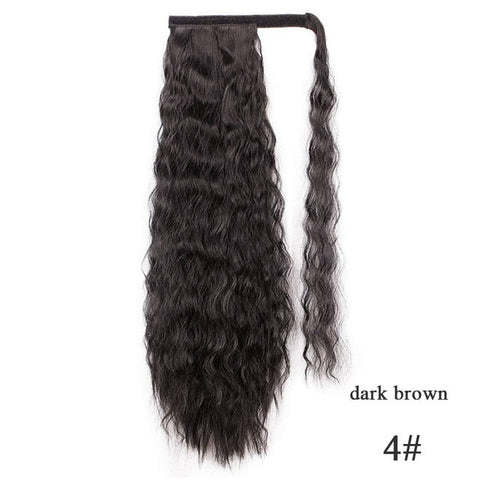 Vigorous Corn Wavy Long Ponytail Synthetic Hairpiece Wrap on Clip Hair Extensions Ombre Brown Pony Tail Blonde Fack Hair