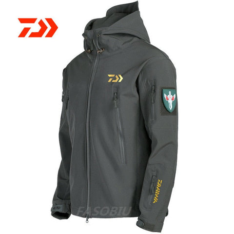 Daiwa-chaquetas de pesca para hombre, ropa de pesca de lana gruesa y cálida, camisa de pesca con cremallera, prendas de vestir exteriores para hombre, ropa Daiwa para pesca de invierno