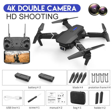 XKJ 2020 nuevo Quadcopter E525 WIFI FPV Drone con gran angular HD 4K 1080P Cámara altura Hold RC Quadcopter plegable Dron juguete de regalo