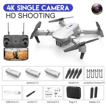 XKJ 2020 New Quadcopter E525 WIFI FPV Drone With Wide Angle HD 4K 1080P Camera Height Hold RC Foldable Quadcopter Dron Gift Toy