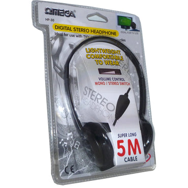 Omega Headphone TV Use 5 metre Volume Control