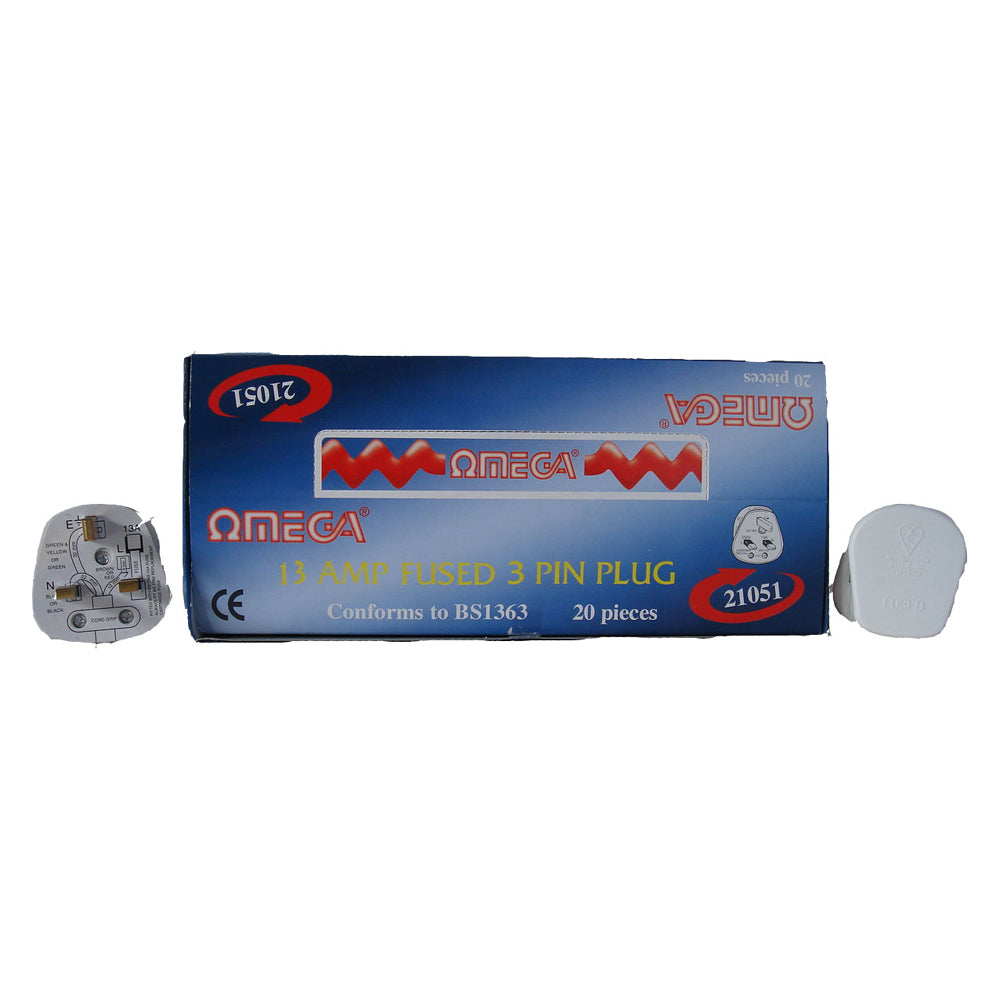 Omega omega 13-amperowa 3-pinowa wtyczka z bezpiecznikiem