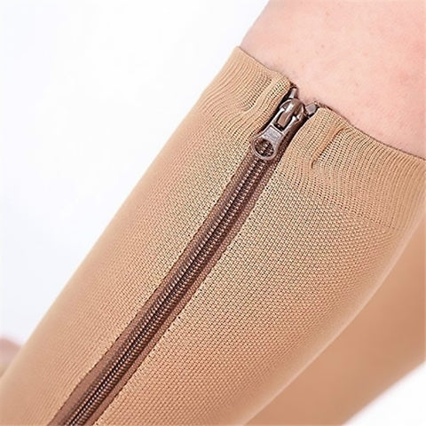 1 Pair Unisex Compression Socks Zipper Leg Support Knee Socks Women Men Open Toe Thin Anti-Fatigue Stretchy Socks Drop shipping