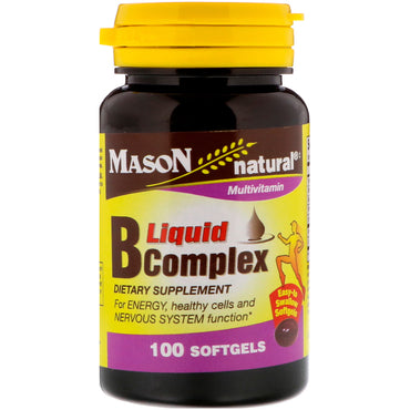 Mason natural, complexo b líquido, 100 cápsulas moles