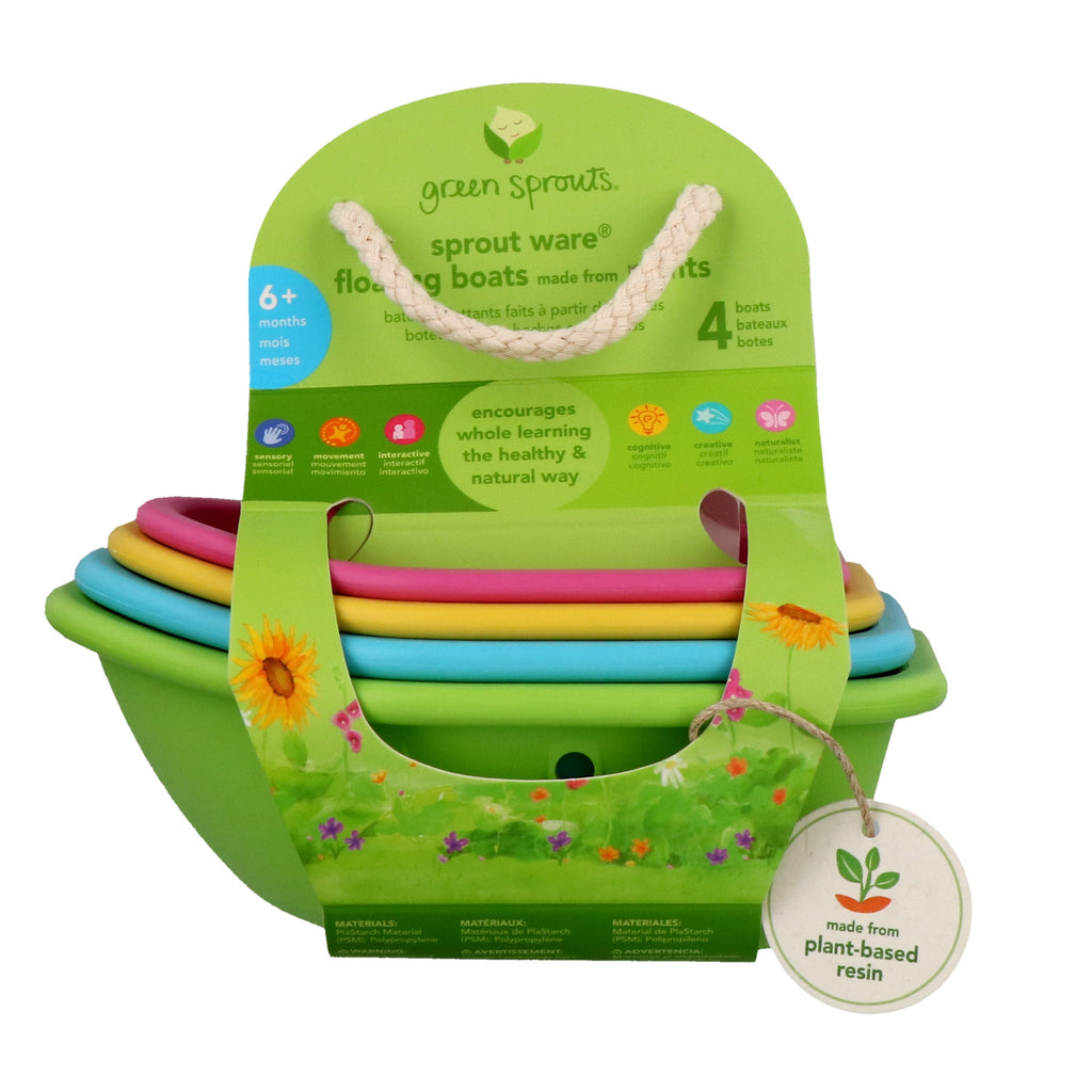 iPlay Inc., Green Sprouts, Sprout Ware, Barcos Flutuantes, 6+ Meses, 4 Barcos