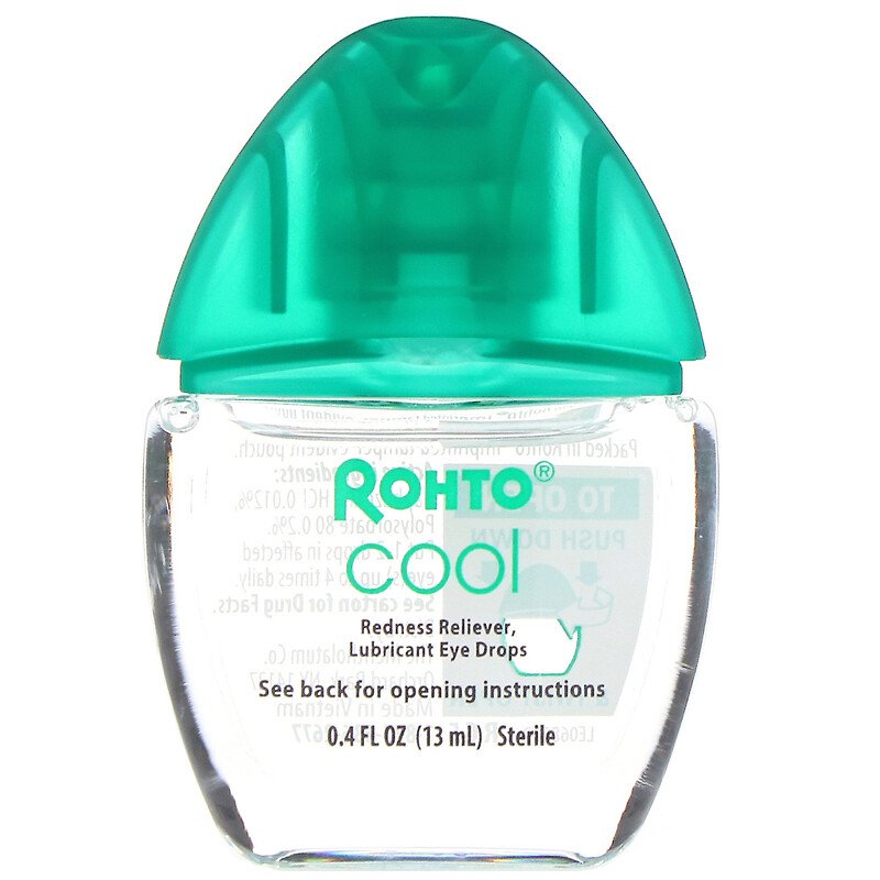 Rohto, Gotas refrescantes para los ojos, alivio del enrojecimiento y la sequedad de doble acción, 0,4 fl oz (13 ml)