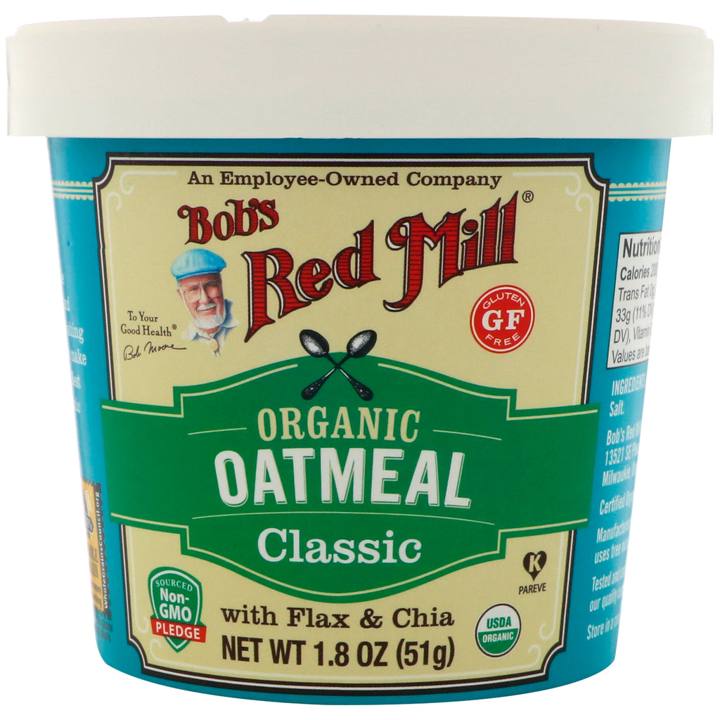 Bob's Red Mill Oatmeal Cup Classic med lin och chia 1,8 oz (51 g)