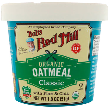 Bob's Red Mill oatmeal Cup Classic עם פשתן וצ'יה 1.8 אונקיות (51 גרם)