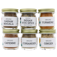 Pure Indian Foods, Kit de démarrage d'épices indiennes, niveau d'expérience : intermédiaire, pack varié, 6 assaisonnements