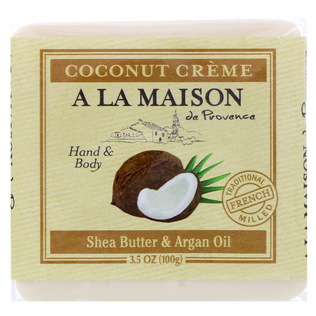 A La Maison de Provence, hånd- og kropssæbe, kokoscreme, 3,5 oz (100 g)