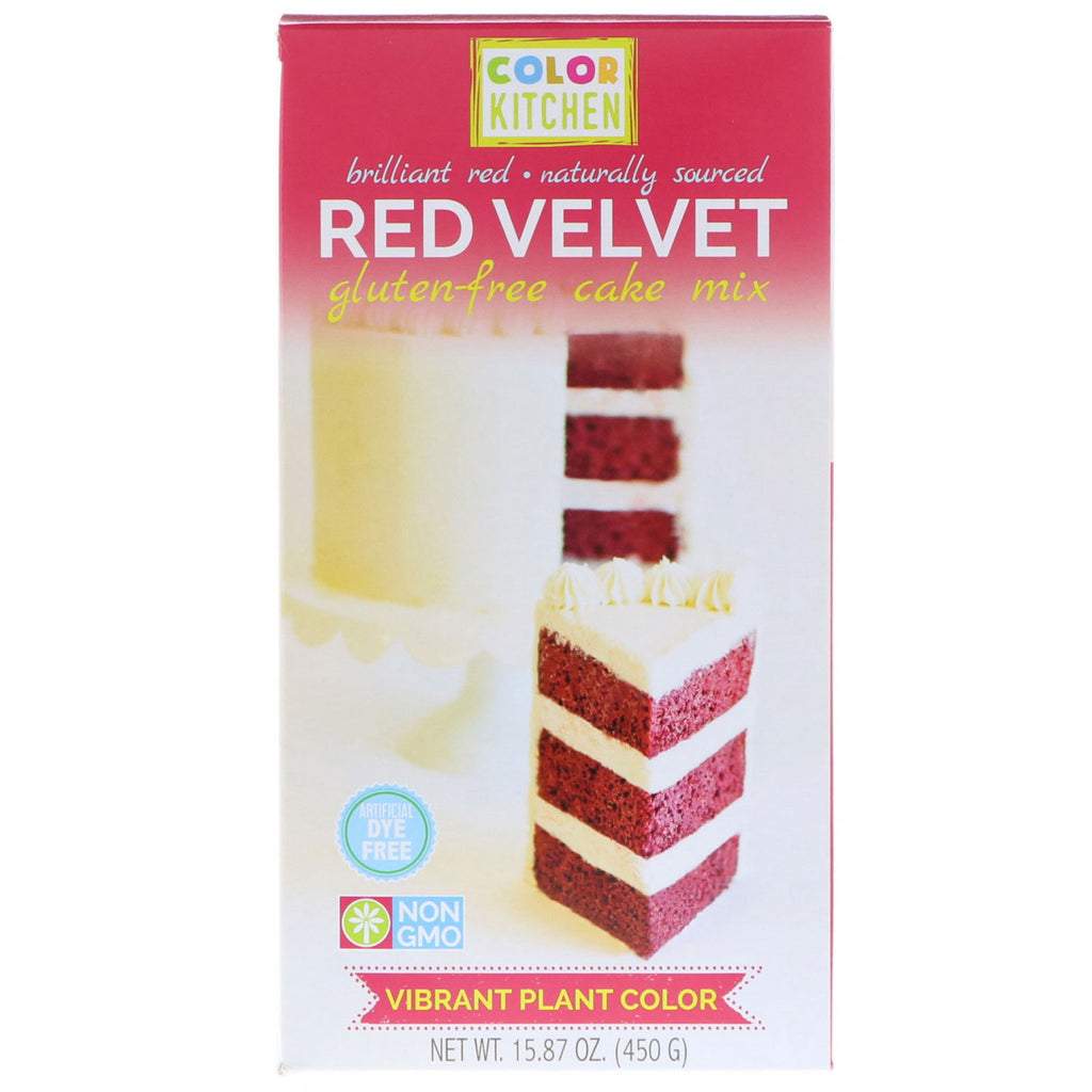 ColorKitchen, Mélange à gâteau sans gluten, Red Velvet, 15,87 oz (450 g)