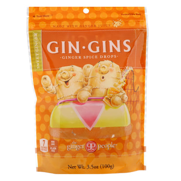 The Ginger People, Gin Gins, Gouttes d'épices au gingembre, Gingembre doux, 3,5 oz (100 g)