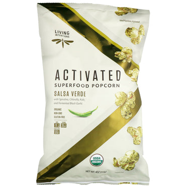Intenzioni viventi, attivato, popcorn superfood, salsa verde, 4 once (113 g)