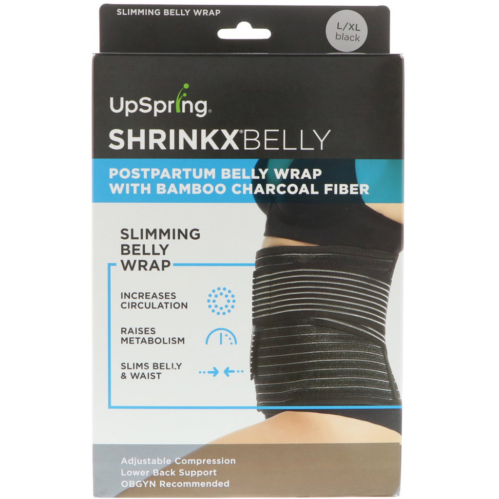 Upspring shrinkx mage postpartum mageinnpakning med bambus kullfiber størrelse l/xl svart