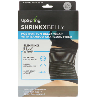 UpSpring Shrinkx Belly Postpartum Belly Wrap With Bamboo Charcoal Fiber Size L/XL Black