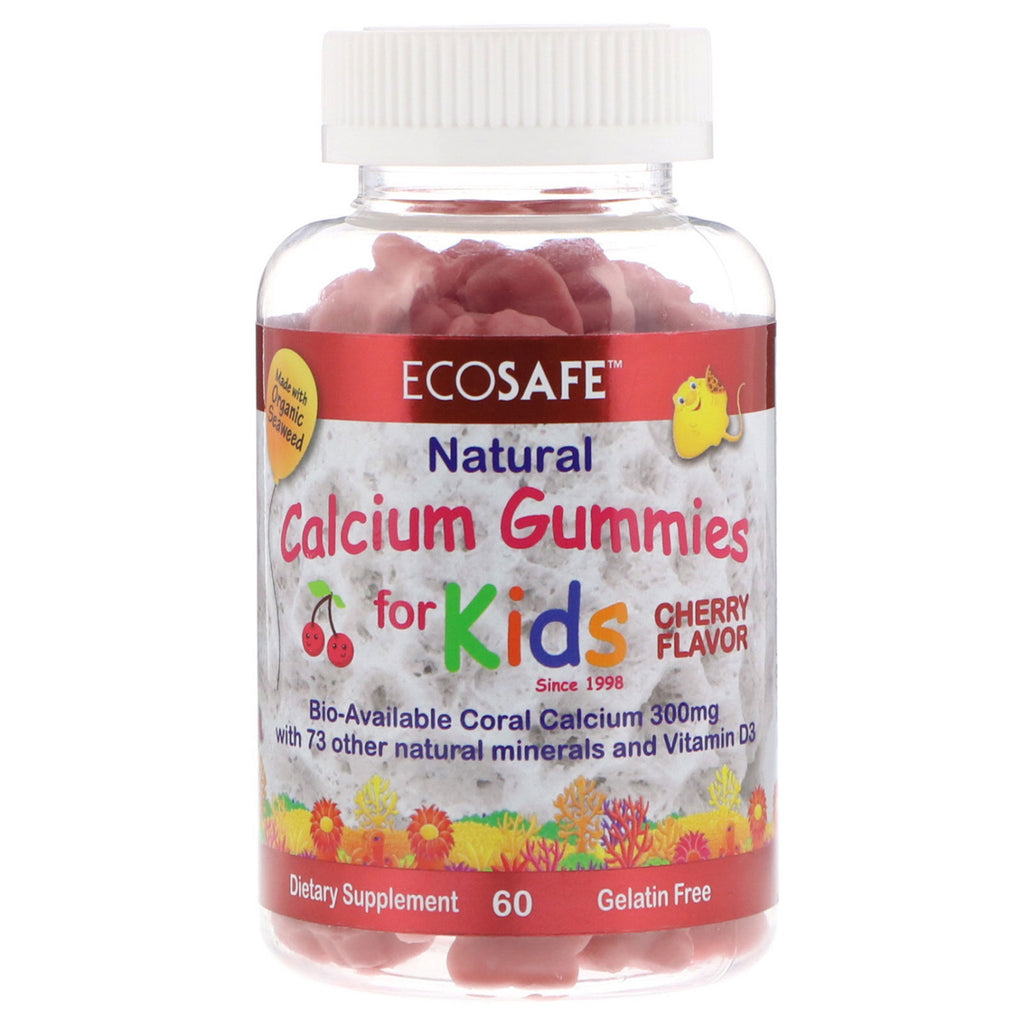 CORAL LLC, Gummies au calcium pour enfants, saveur cerise, 60 Gummies