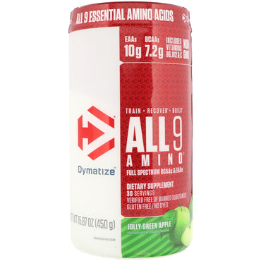 Dymatize Nutrition, All 9 Amino, Jolly Green Apple, 15.87 אונקיות (450 גרם)
