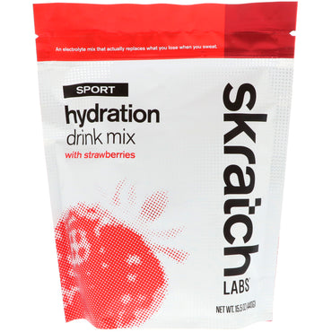 SKRATCH LABS, Mezcla de bebida de hidratación deportiva, fresas, 15,5 oz (440 g)