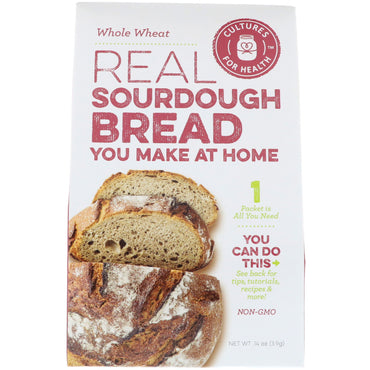 תרבויות לבריאות לחם מחמצת אמיתית מחיטה מלאה 1 חבילה .14 אונקיות (3.9 גרם)