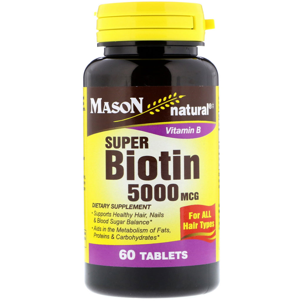 Mason Natural, Super Biotin, 5000 mcg, 60 tablete