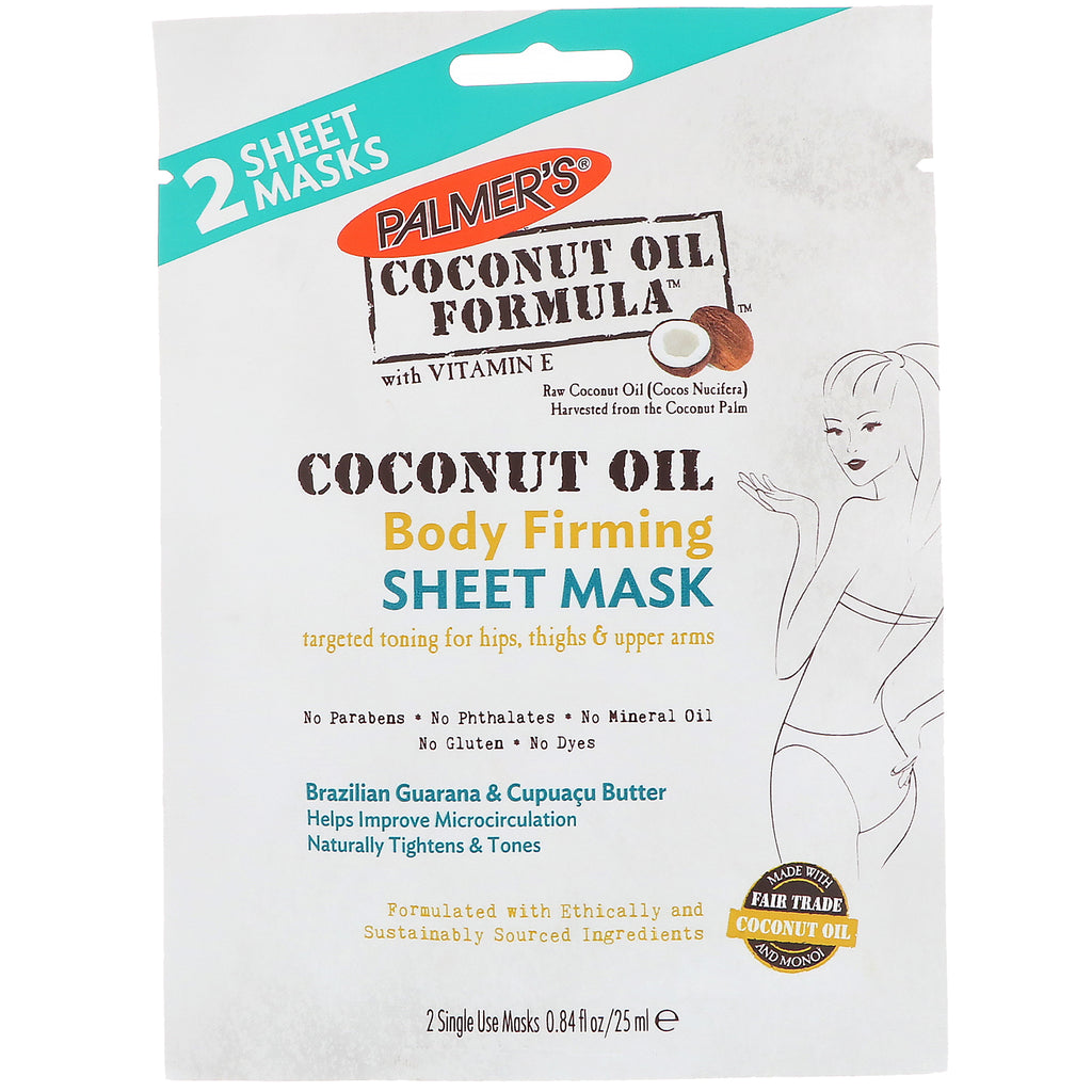 Palmer's, Coconut Oil, Body Firming Sheet Mask, 2 Tuchmasken, 0,84 fl oz (25 ml)