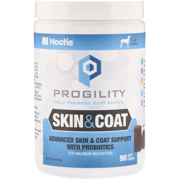 Nootie, Progility, Skin & Coat, For Dogs, 90 Soft Chews