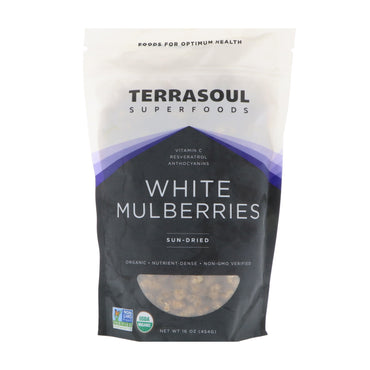 Terrasoul Superfoods, White Mulberries, Sun-Dried, 16 oz (454 g)