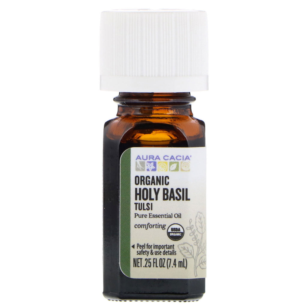 Aura Cacia, Pure Essential Oil,  Holy Basil Tulsi, .25 fl oz (7.4 ml)