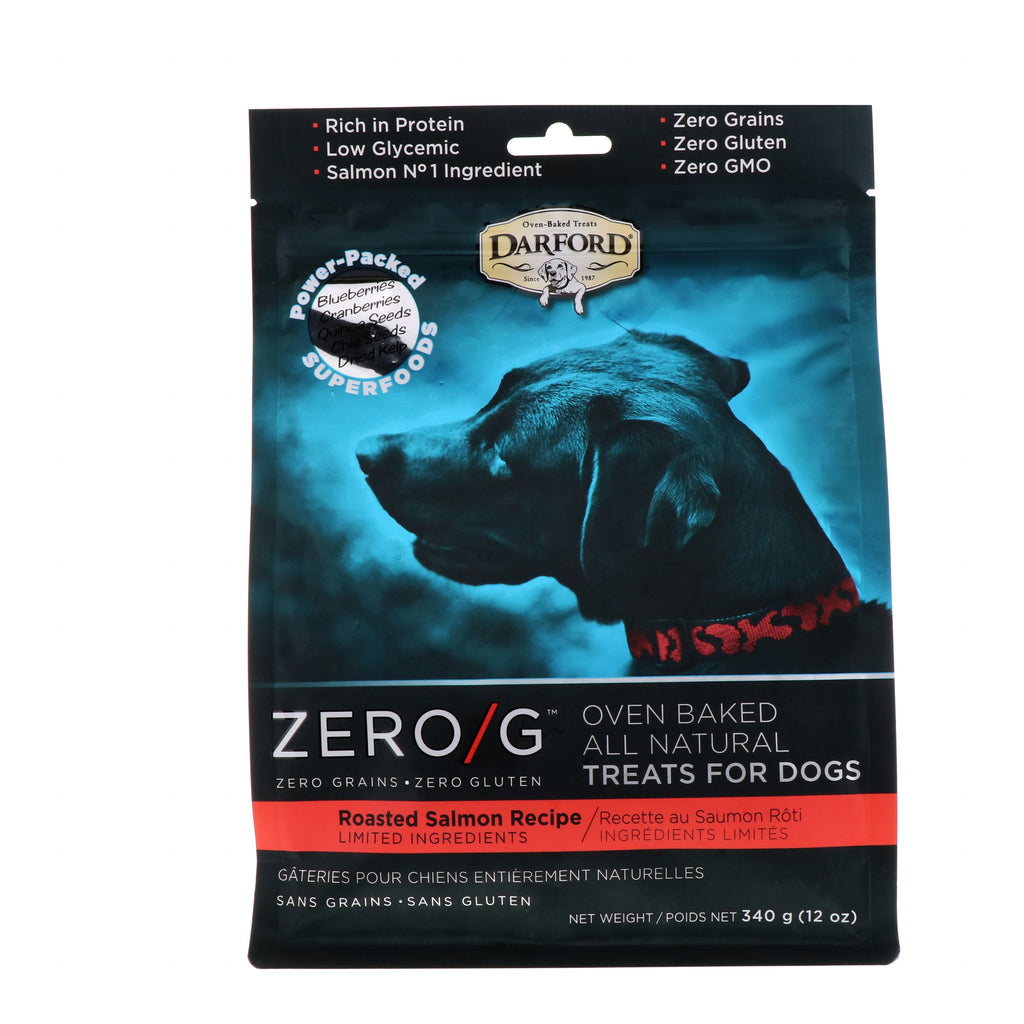 Darford, Zero/G, อบในเตาอบ, จากธรรมชาติทั้งหมด, ขนมสำหรับสุนัข, สูตรปลาแซลมอนย่าง, 12 ออนซ์ (340 กรัม)