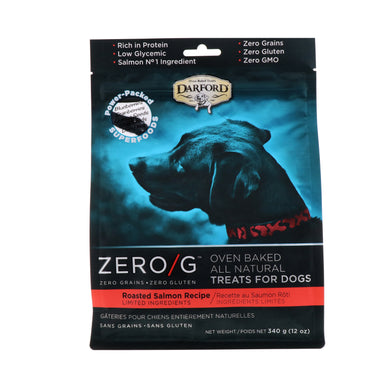Darford, Zero/G, cuit au four, entièrement naturel, friandises pour chiens, recette de saumon rôti, 12 oz (340 g)