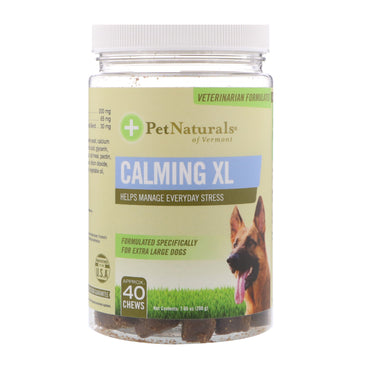 Pet Naturals of Vermont, Calming XL, til ekstra store hunde, 40 tyggestykker, 7,05 oz (200 g)