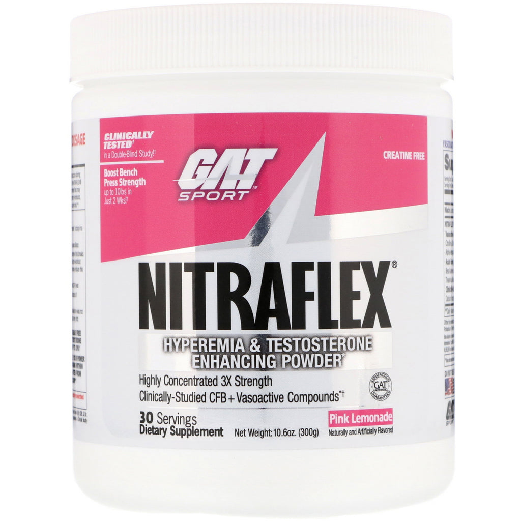 GAT, Nitraflex, น้ำมะนาวสีชมพู, 10.6 ออนซ์ (300 กรัม)