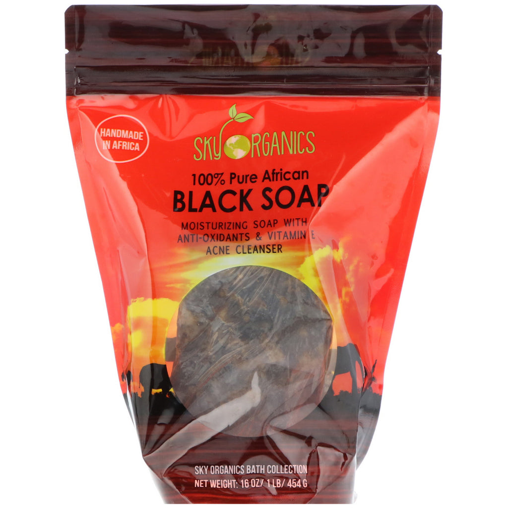 Sky s, 100% Pure African Black Soap Block, 16 oz (454 g)