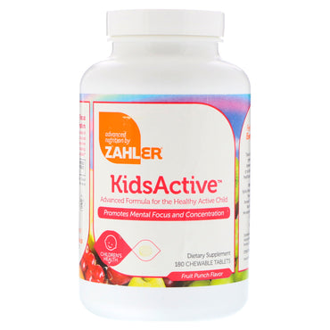 Zahler, KidsActive, fórmula avanzada para niños activos y sanos, ponche de frutas, 180 tabletas masticables