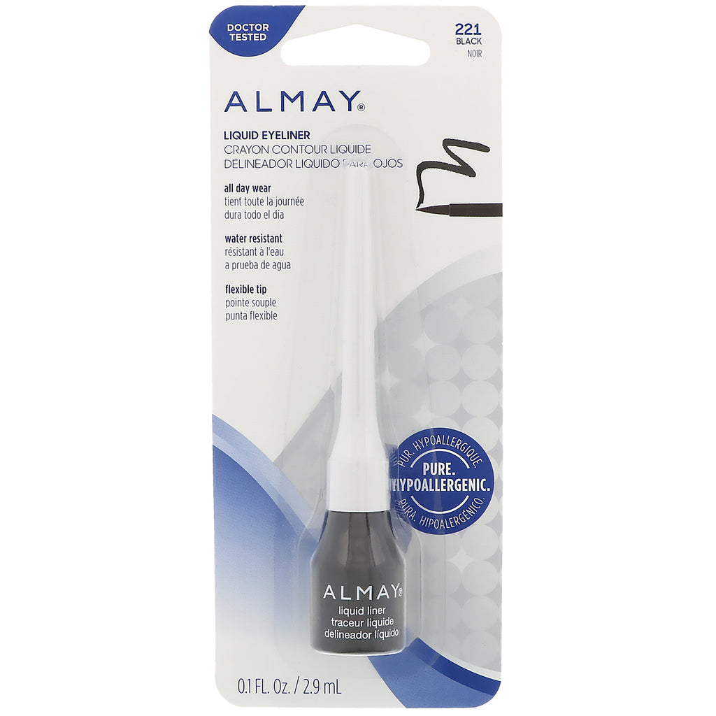 Almay, flytande eyeliner, 221, svart, 0,1 fl oz (2,9 ml)