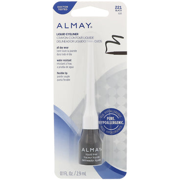 Almay, Liquid Eyeliner, 221, Black, 0.1 fl oz (2.9 ml)