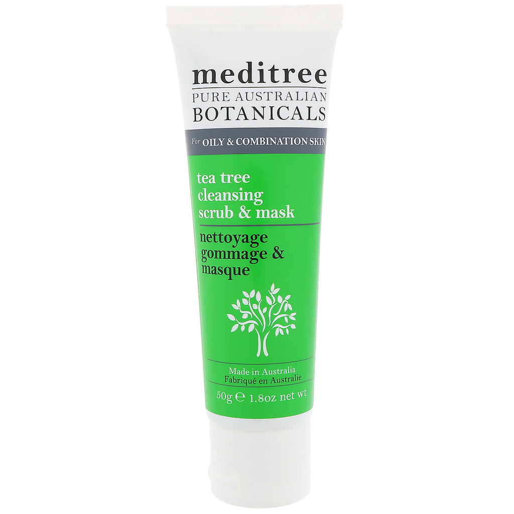 Meditree, Pure Australian Botanicals, Tea Tree Cleansing Scrub & Mask, voor de vette en gecombineerde huid, 1,8 oz (50 g)