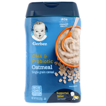 Gerber DHA & Probiotic Single Grain Oatmeal Cereal Supported Sitter 1st Foods 8 oz (227 g)