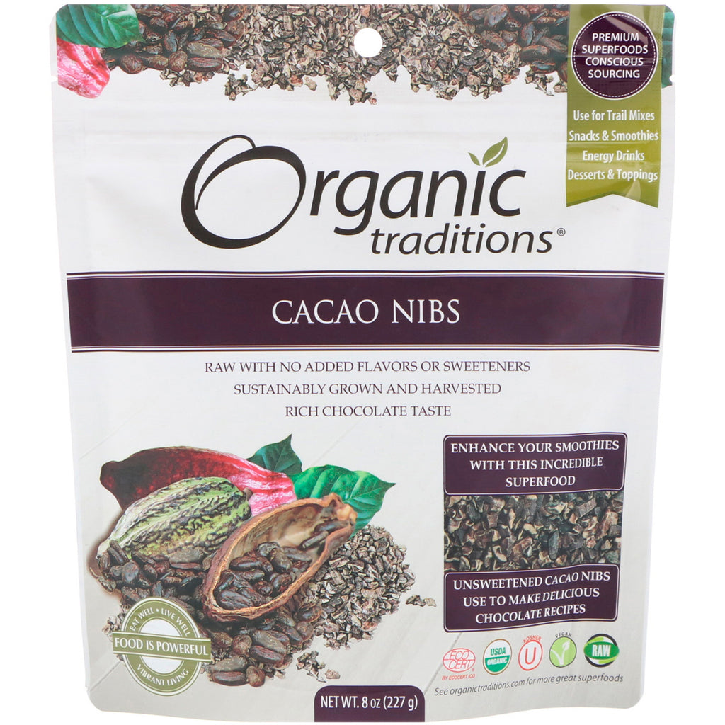 Traditions, Nibs de cacao, 8 oz (227 g)