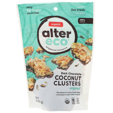 Alter Eco, Dunkle Schokoladen-Kokosnuss-Cluster, Original, 3,2 oz (91 g)