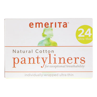 Emerita, Natural Cotton Pantyliners, Ultra-Thin, 24 Pantyliners